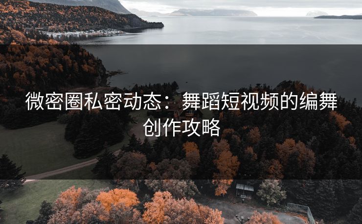 微密圈私密动态：舞蹈短视频的编舞创作攻略