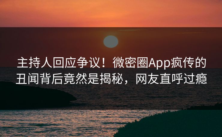 主持人回应争议！微密圈App疯传的丑闻背后竟然是揭秘，网友直呼过瘾