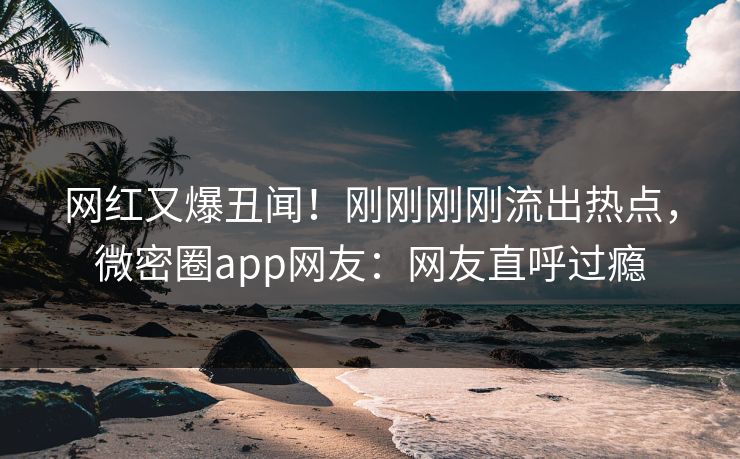 网红又爆丑闻！刚刚刚刚流出热点，微密圈app网友：网友直呼过瘾