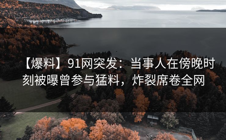 【爆料】91网突发：当事人在傍晚时刻被曝曾参与猛料，炸裂席卷全网