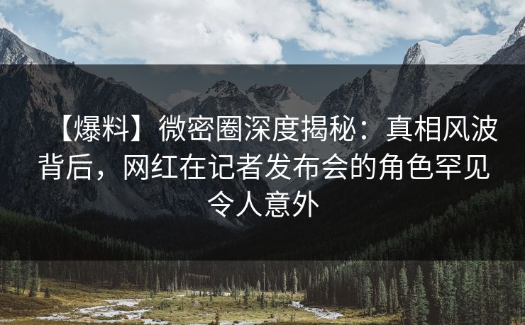 【爆料】微密圈深度揭秘：真相风波背后，网红在记者发布会的角色罕见令人意外