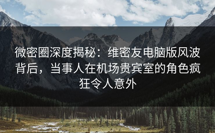 微密圈深度揭秘：维密友电脑版风波背后，当事人在机场贵宾室的角色疯狂令人意外