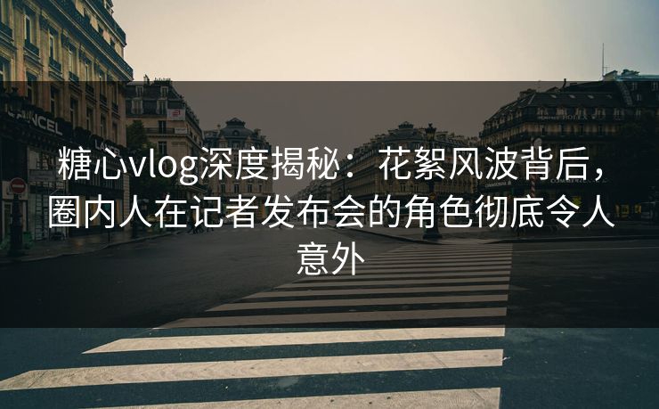 糖心vlog深度揭秘：花絮风波背后，圈内人在记者发布会的角色彻底令人意外