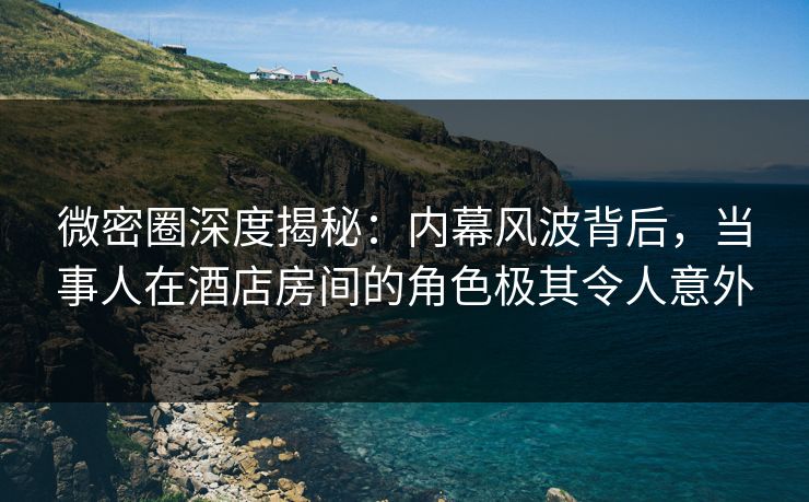 微密圈深度揭秘：内幕风波背后，当事人在酒店房间的角色极其令人意外