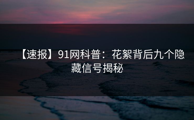【速报】91网科普：花絮背后九个隐藏信号揭秘