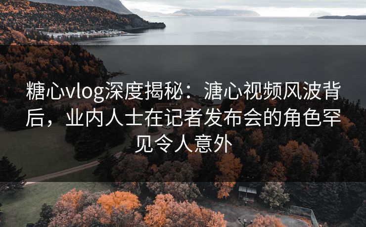糖心vlog深度揭秘：溏心视频风波背后，业内人士在记者发布会的角色罕见令人意外