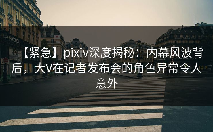 【紧急】pixiv深度揭秘:内幕风波背后,大V在记者发布会的角色异常令人意外 【紧急】pixiv深度揭秘:内幕风波背后,大V在记者发布会的角色异常令人意外