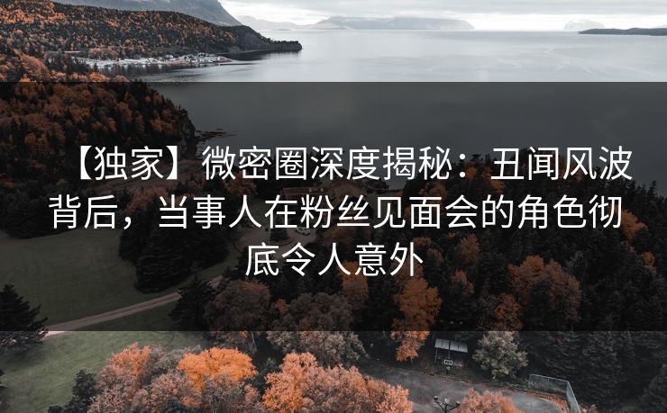 【独家】微密圈深度揭秘：丑闻风波背后，当事人在粉丝见面会的角色彻底令人意外