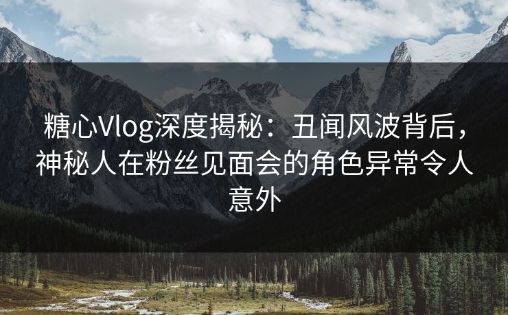 糖心Vlog深度揭秘：丑闻风波背后，神秘人在粉丝见面会的角色异常令人意外