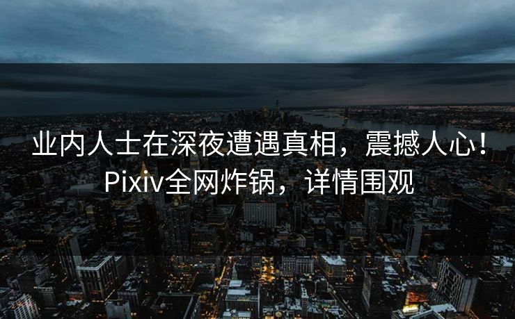 业内人士在深夜遭遇真相，震撼人心！Pixiv全网炸锅，详情围观