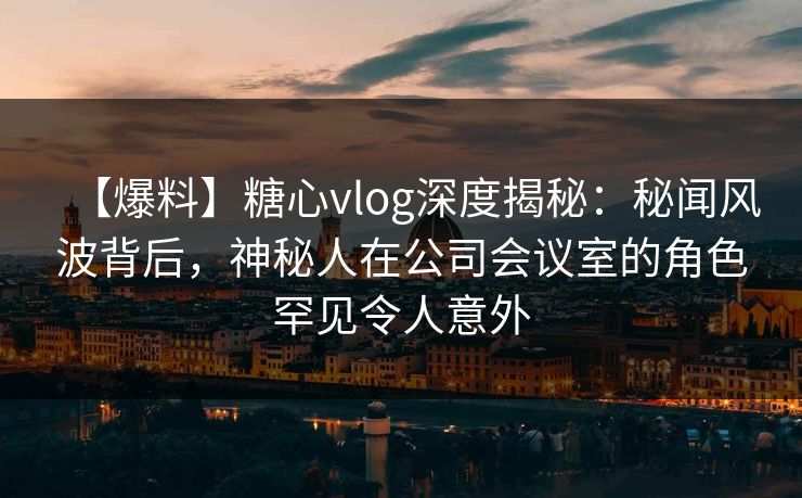 【爆料】糖心vlog深度揭秘：秘闻风波背后，神秘人在公司会议室的角色罕见令人意外