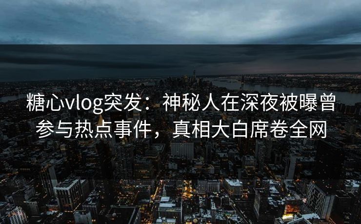 糖心vlog突发：神秘人在深夜被曝曾参与热点事件，真相大白席卷全网