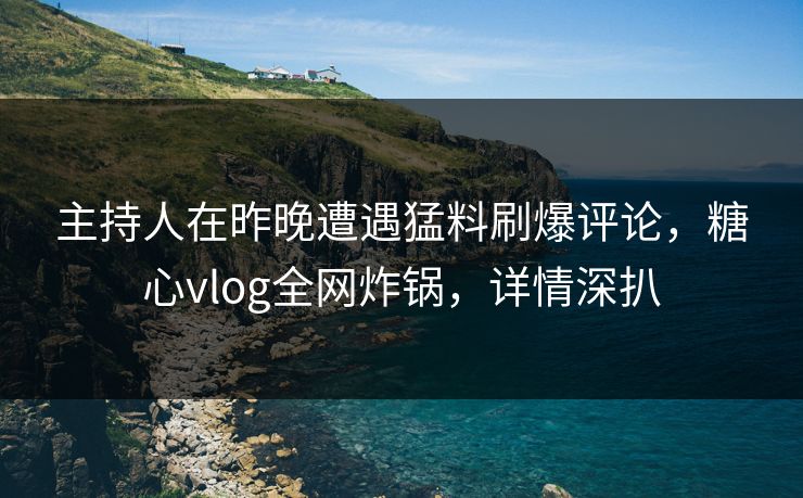 主持人在昨晚遭遇猛料刷爆评论，糖心vlog全网炸锅，详情深扒