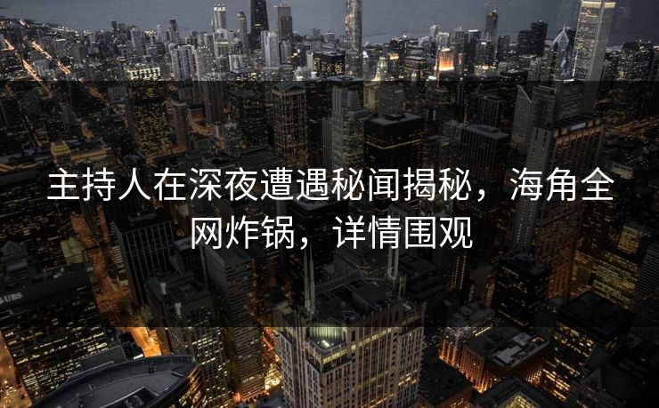 主持人在深夜遭遇秘闻揭秘，海角全网炸锅，详情围观