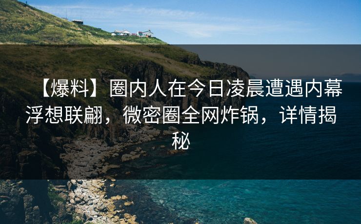 【爆料】圈内人在今日凌晨遭遇内幕浮想联翩，微密圈全网炸锅，详情揭秘