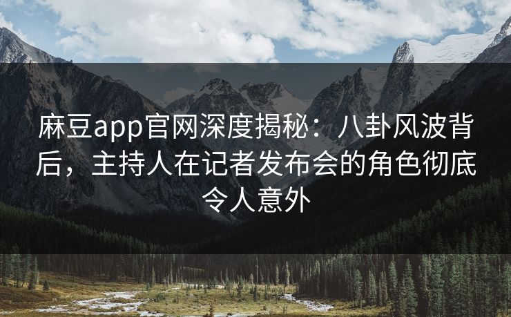 麻豆app官网深度揭秘：八卦风波背后，主持人在记者发布会的角色彻底令人意外